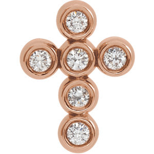 14K Rose 1/6 CTW Diamond Cross Pendant - Siddiqui Jewelers