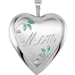 Sterling Silver 21x19.25 mm Heart Mom Locket with Color - Siddiqui Jewelers