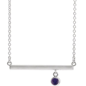 14K White Amethyst Bezel-Set 16" Bar Necklace - Siddiqui Jewelers