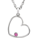 Sterling Silver 1.5 mm Round Pink Cubic Zirconia Heart 18" Necklace - Siddiqui Jewelers