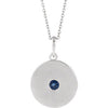 14K White Chatham® Created Blue Sapphire Disc Necklace - Siddiqui Jewelers