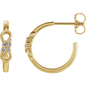 14K Yellow .08 CTW Diamond Infinity-Inspired Hoop Earrings - Siddiqui Jewelers