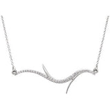 14K White 1/8 CTW Diamond Freeform Bar 18" Necklace - Siddiqui Jewelers