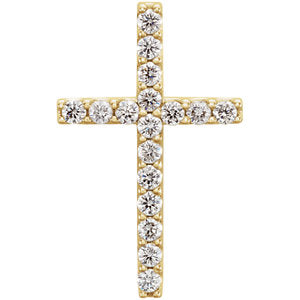 14K Yellow 1/4 CTW Petite Diamond Cross Pendant - Siddiqui Jewelers