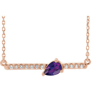 14K Rose Amethyst & 1/10 CTW Diamond 18" Necklace - Siddiqui Jewelers