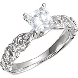 10K White & 14K White 4.5 mm Square 3/4 CTW Diamond Semi-Set Engagement Ring - Siddiqui Jewelers