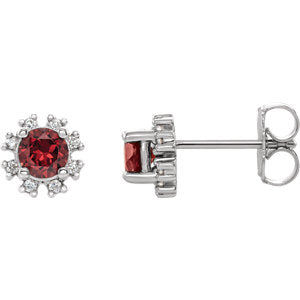 14K White Chatham® Created Ruby & 1/5 CTW Diamond Earrings - Siddiqui Jewelers