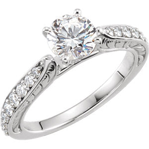 14K White Cubic Zirconia & 3/8 CTW Diamond Sculptural-Inspired Engagement Ring - Siddiqui Jewelers