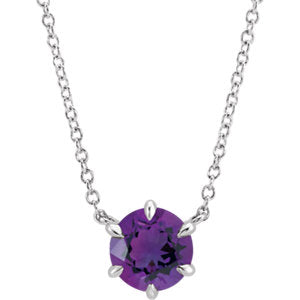 14K White Amethyst Solitaire 16" Necklace - Siddiqui Jewelers