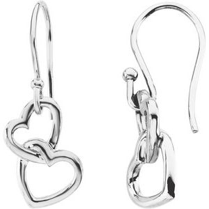 14K White 16.5x9.5 mm Interlocking Heart Earrings - Siddiqui Jewelers