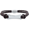 Dark Brown Leather & Stainless Steel 8.5" Bracelet-Siddiqui Jewelers