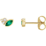 14K Yellow Emerald &  .05 CTW Diamond Earrings - Siddiqui Jewelers