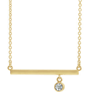 14K Yellow Diamond Bezel-Set 16" Bar Necklace - Siddiqui Jewelers