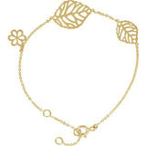 14K Yellow Leaf & Floral-Inspired Bracelet - Siddiqui Jewelers