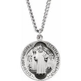 Sterling Silver 18.5 mm St. Benedict Medal Necklace-Siddiqui Jewelers