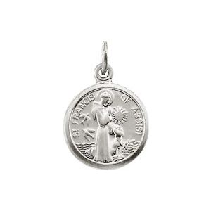 14K White 10.15x12 mm St. Francis of Assisi Medal - Siddiqui Jewelers