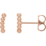 14K Rose Curved Beaded Earrings - Siddiqui Jewelers