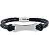 Black Leather & Stainless Steel 8" Bracelet-Siddiqui Jewelers