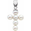 14K White 19.75x14.5 mm Freshwater Cultured Pearl Cross Pendant - Siddiqui Jewelers