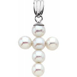 14K White 19.75x14.5 mm Freshwater Cultured Pearl Cross Pendant - Siddiqui Jewelers