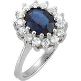 14K White 9 x 7 mm Oval Blue Sapphire & 1/2 CTW Diamond Halo-Style Ring - Siddiqui Jewelers
