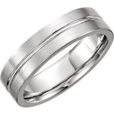 14K White 6 mm Grooved Band Size 9 - Siddiqui Jewelers