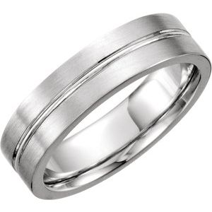 14K White 6 mm Grooved Band Size 10 - Siddiqui Jewelers