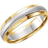 14K Yellow & White 6 mm Beveled Edge Band with Satin Finish Size 11 - Siddiqui Jewelers