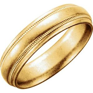 10K Yellow 6 mm Half Round Band with Milgrain Size 11.5 - Siddiqui Jewelers