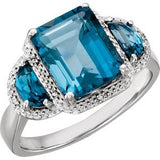14K White London Blue Topaz & .03 CTW Diamond Ring - Siddiqui Jewelers