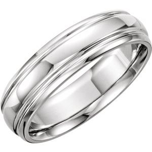 Platinum 6 mm Grooved Band Size 10 - Siddiqui Jewelers