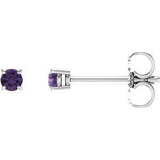 14K White 2.5 mm Natural Amethyst Stud Earrings Siddiqui Jewelers