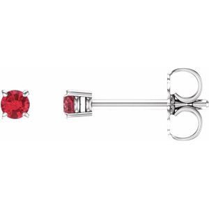 14K White 2.5 mm Lab-Grown Ruby Stud Earrings Siddiqui Jewelers
