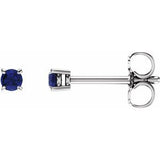 14K White 2.5 mm Lab-Grown Blue Sapphire Stud Earrings Siddiqui Jewelers