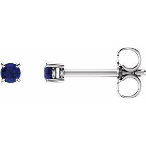 14K White 2.5 mm Lab-Grown Blue Sapphire Stud Earrings Siddiqui Jewelers