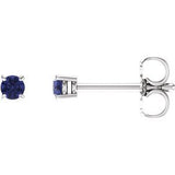 14K White 2.5 mm Natural Tanzanite Stud Earrings Siddiqui Jewelers