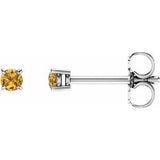 14K White 2.5 mm Natural Yellow Sapphire Stud Earrings Siddiqui Jewelers