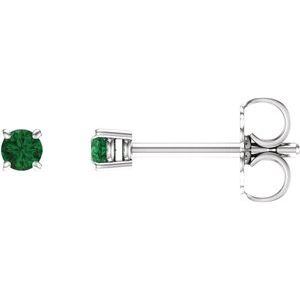 14K White 2.5 mm Natural Emerald Stud Earrings Siddiqui Jewelers