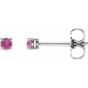 14K White 2.5 mm Natural Pink Sapphire Stud Earrings Siddiqui Jewelers
