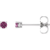 14K White 2.5 mm Natural Pink Tourmaline Stud Earrings Siddiqui Jewelers