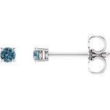 14K White 2.5 mm Natural Sky Blue Topaz Stud Earrings Siddiqui Jewelers
