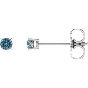 14K White 2.5 mm Natural Sky Blue Topaz Stud Earrings Siddiqui Jewelers