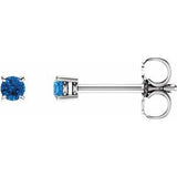 14K White 2.5 mm Natural Swiss Blue Topaz Stud Earrings Siddiqui Jewelers