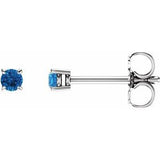14K White 2.5 mm Natural Swiss Blue Topaz Earrings-Siddiqui Jewelers