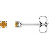 14K White 2.5 mm Natural Citrine Stud Earrings Siddiqui Jewelers