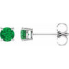 14K White 4 mm Lab-Grown Emerald Stud Earrings Siddiqui Jewelers