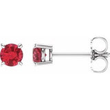 14K White 4 mm Natural Ruby Stud Earrings Siddiqui Jewelers