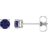 14K White 4 mm Natural Tanzanite Stud Earrings Siddiqui Jewelers