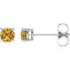 14K White 4 mm Natural Yellow Sapphire Stud Earrings Siddiqui Jewelers