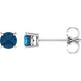14K White 4 mm Natural London Blue Topaz Stud Earrings Siddiqui Jewelers